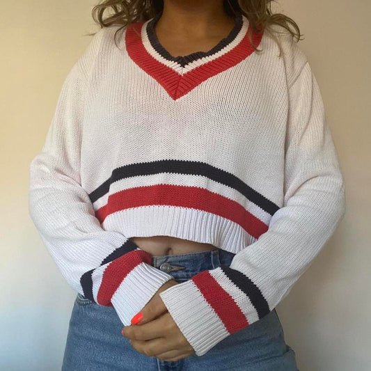 100% cotton white knit jumper M