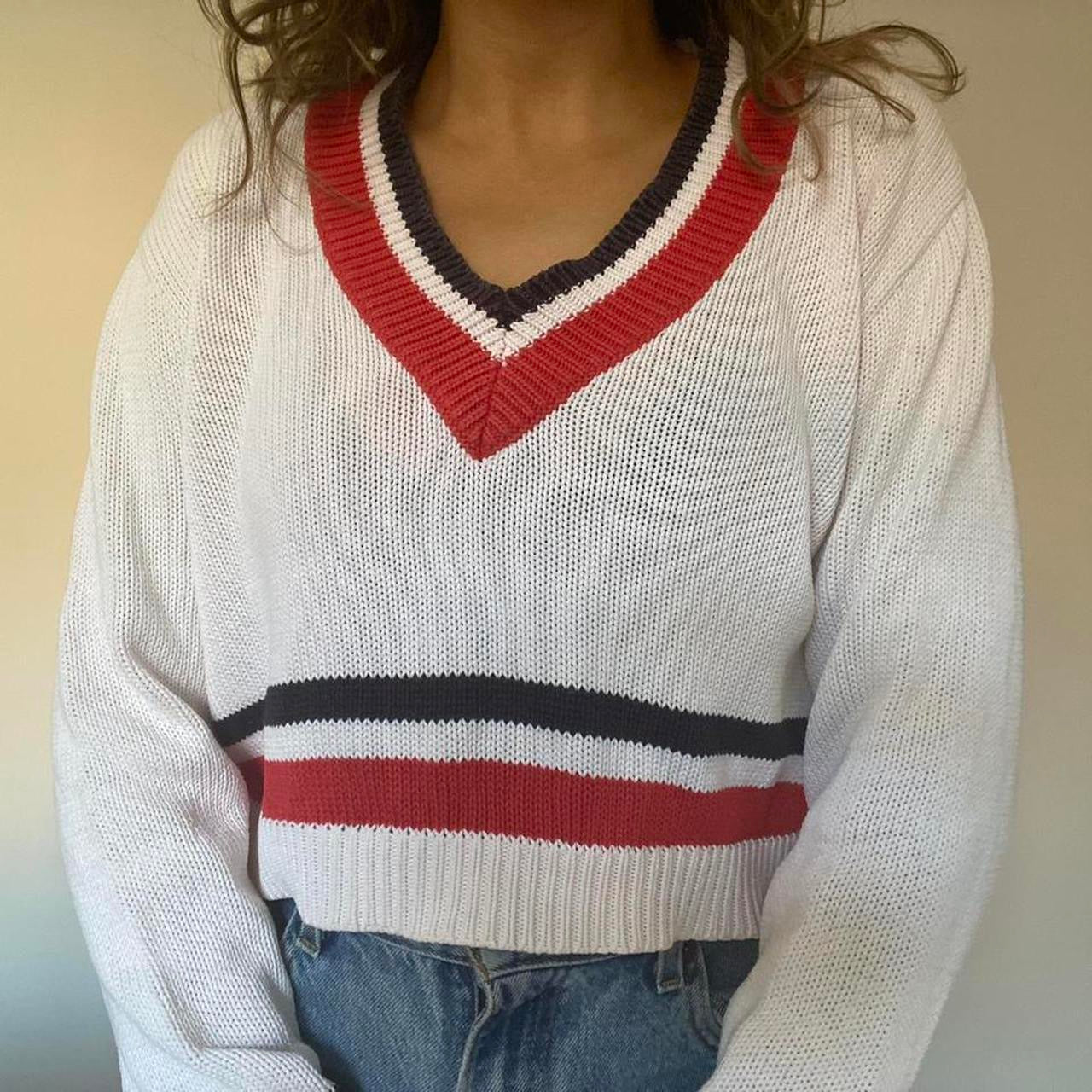 100% cotton white knit jumper M