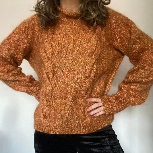 Orange cable knit jumper L