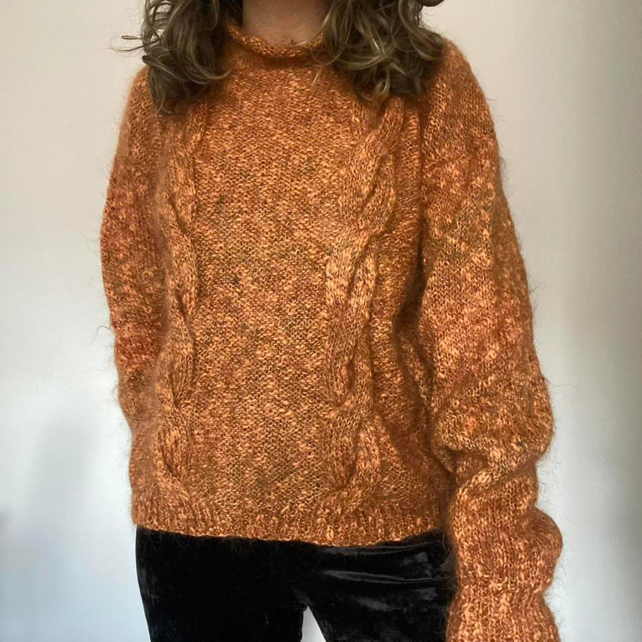 Orange cable knit jumper L