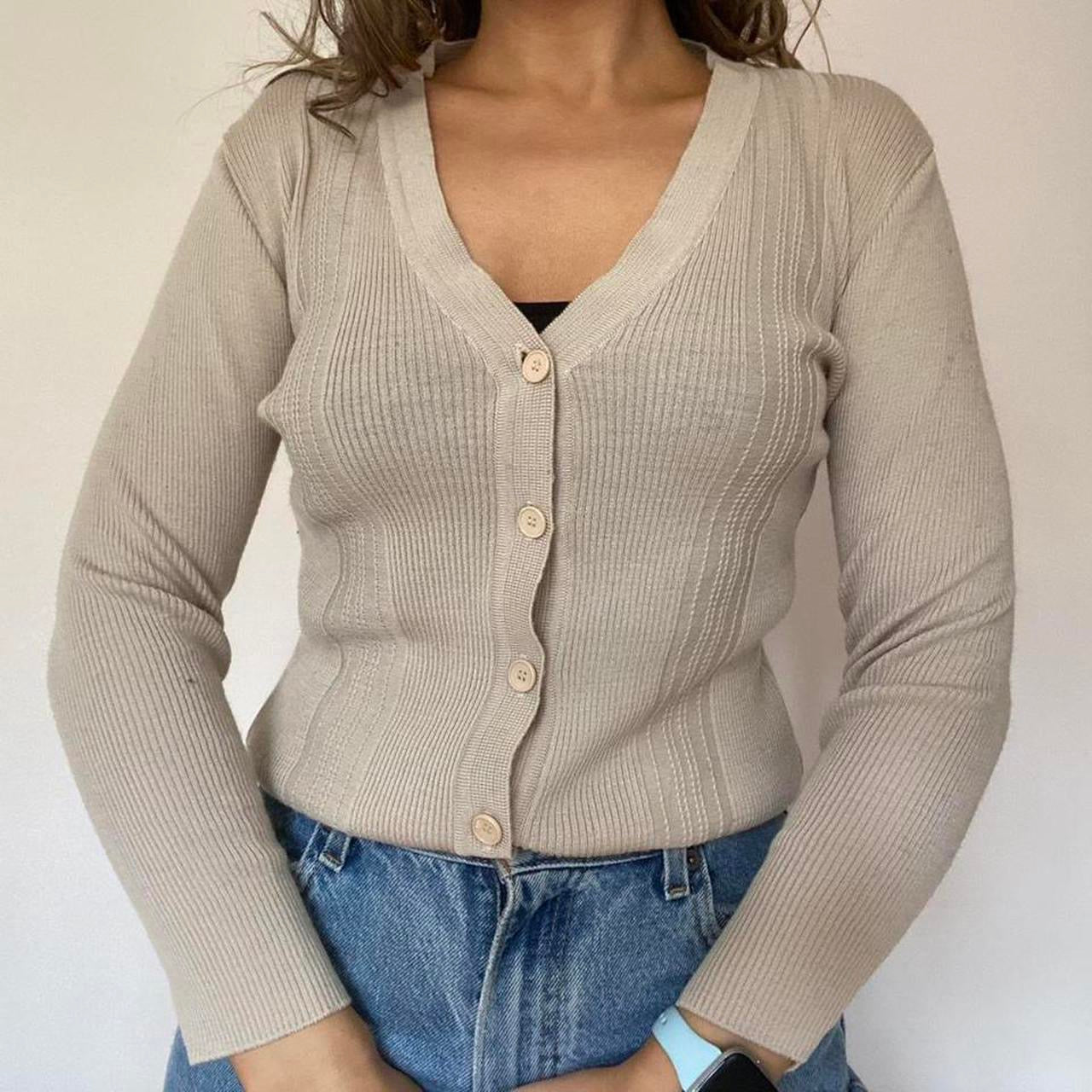 Beige knit cardigan XS/S