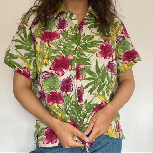 Bright floral multicoloured shirt XL