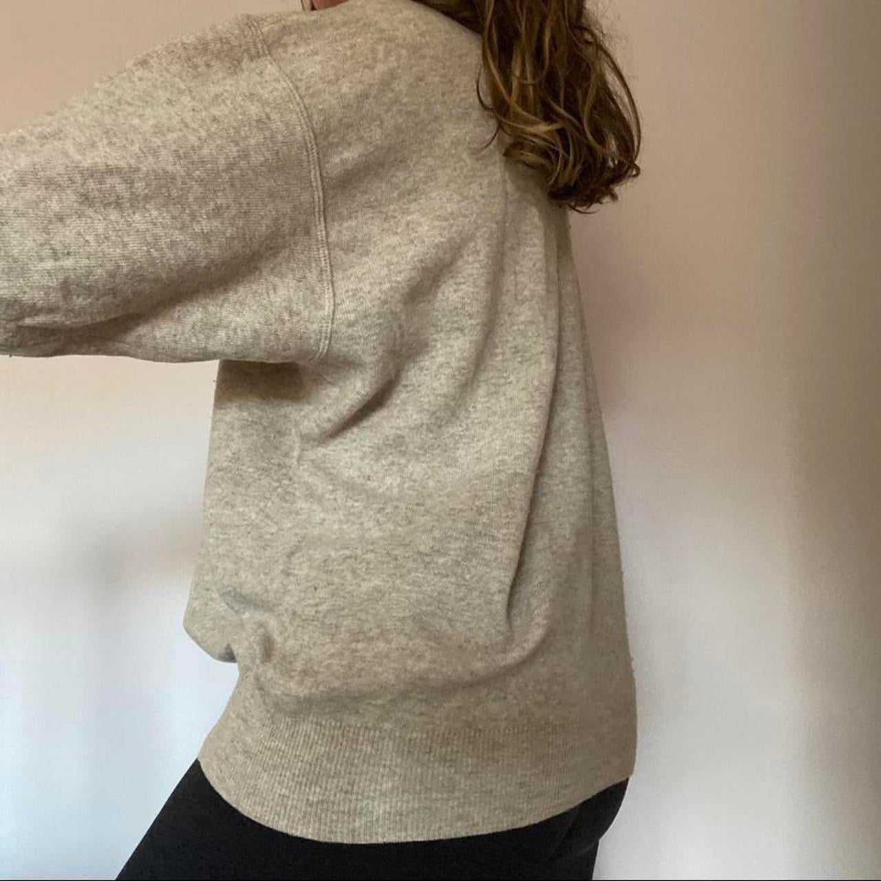 100% wool beige quarter button jumper L