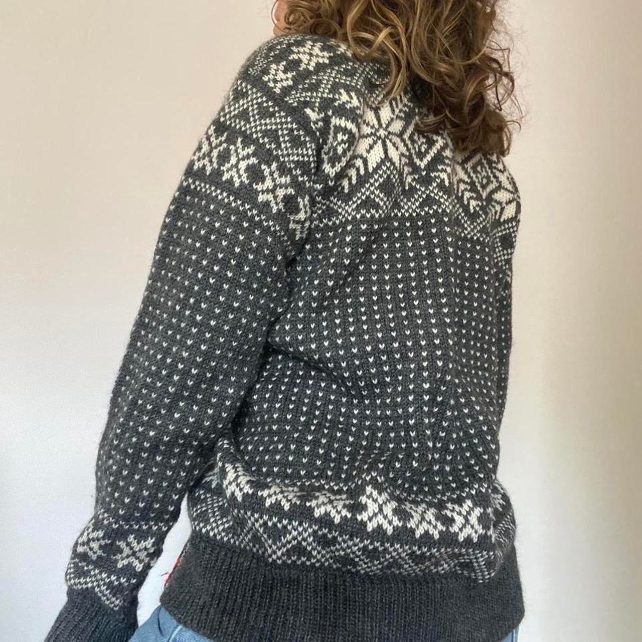 100% wool grey thick knit cardigan M