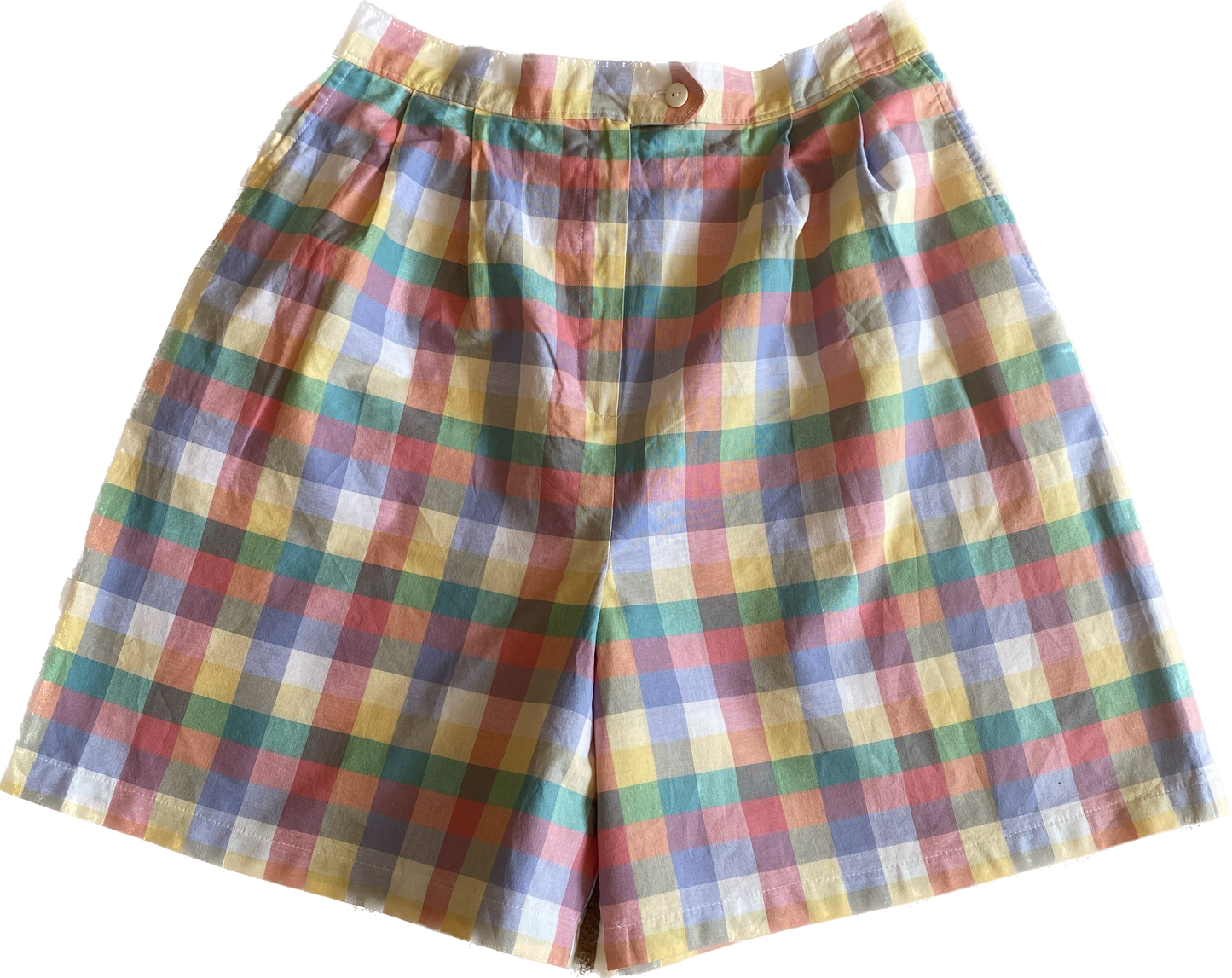 100% cotton pastel checked shorts w32”