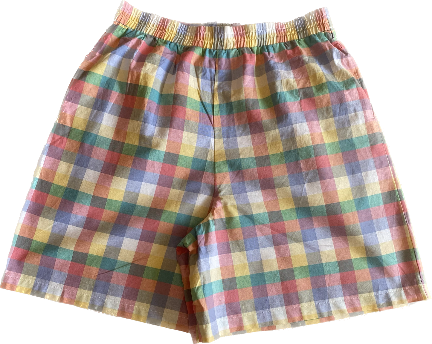 100% cotton pastel checked shorts w32”