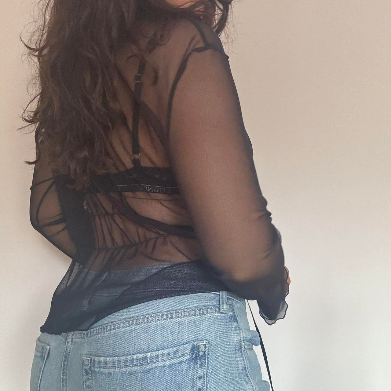 00s black mesh shirt M