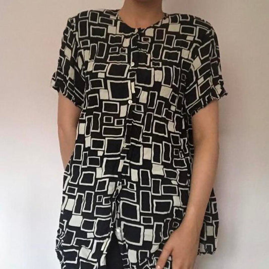 Black & cream square shirt L