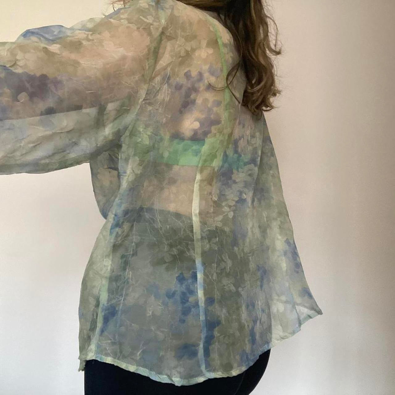 Floral sheer shirt L