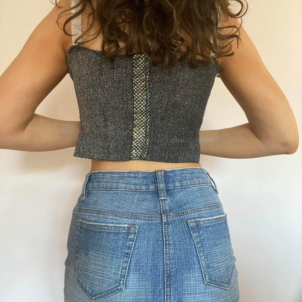 00s silver bow crop top small