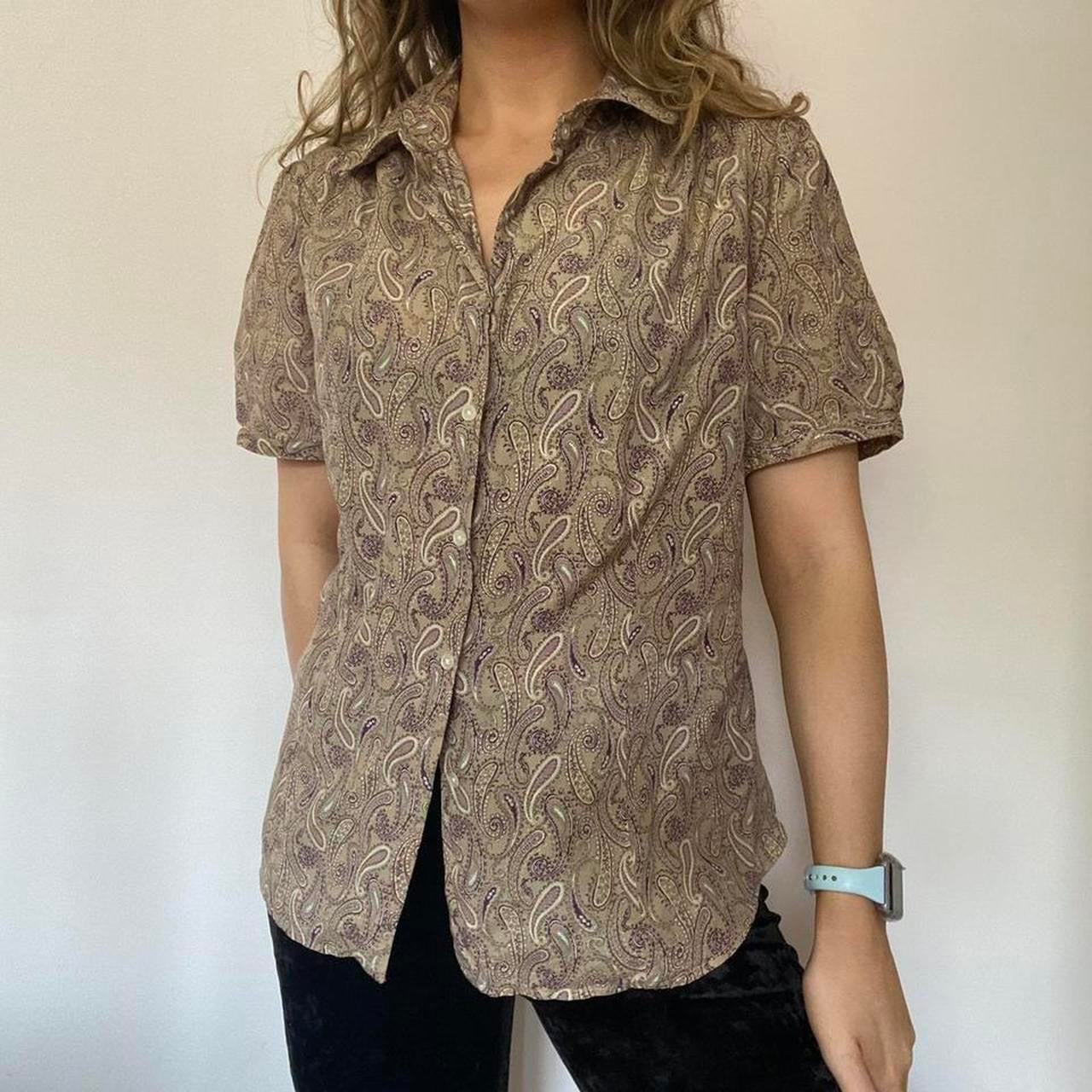 Brown paisley cotton & silk shirt L