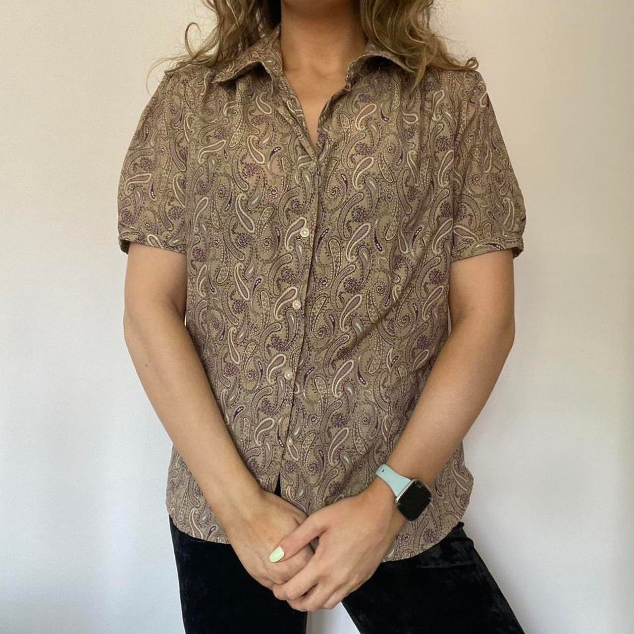 Brown paisley cotton & silk shirt L