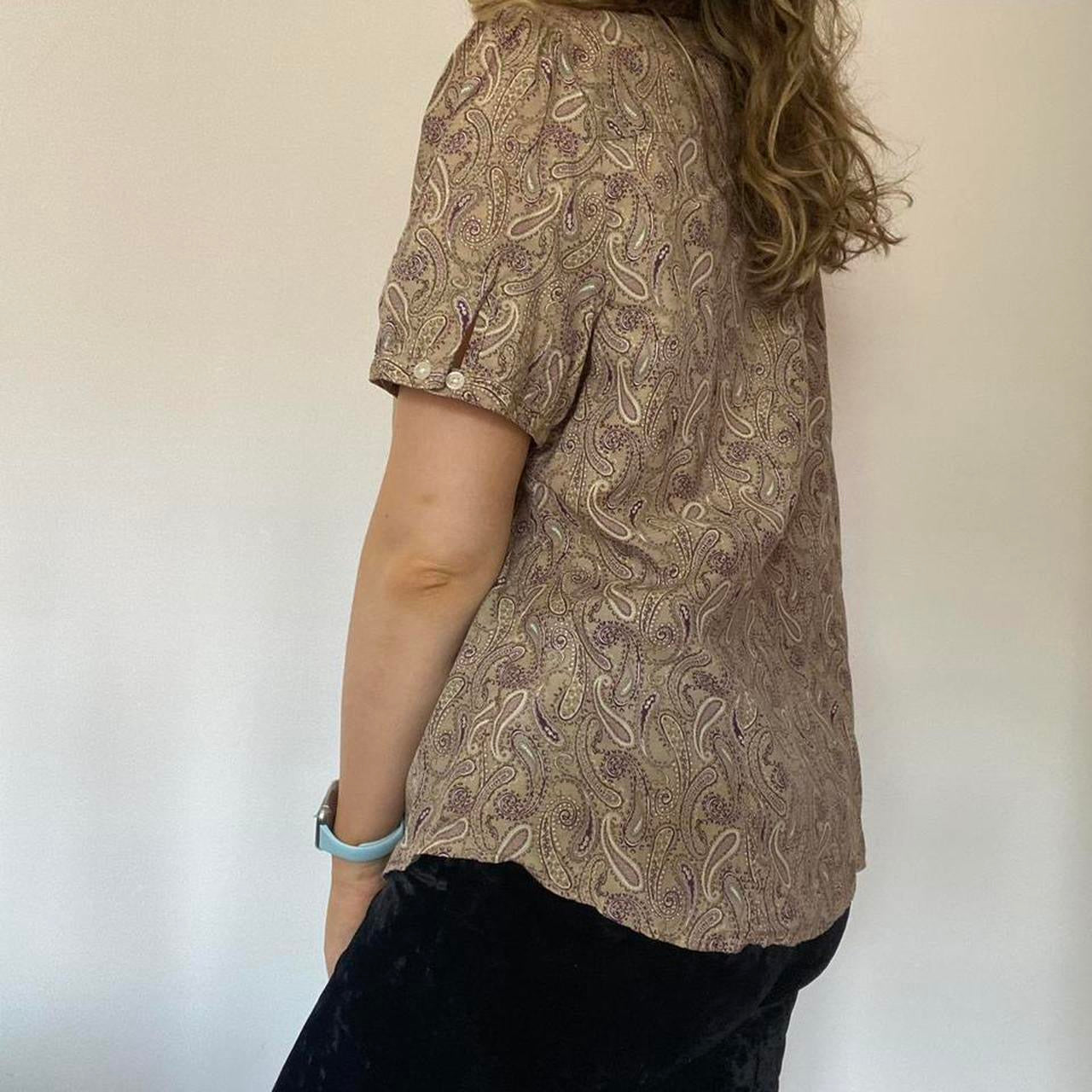 Brown paisley cotton & silk shirt L