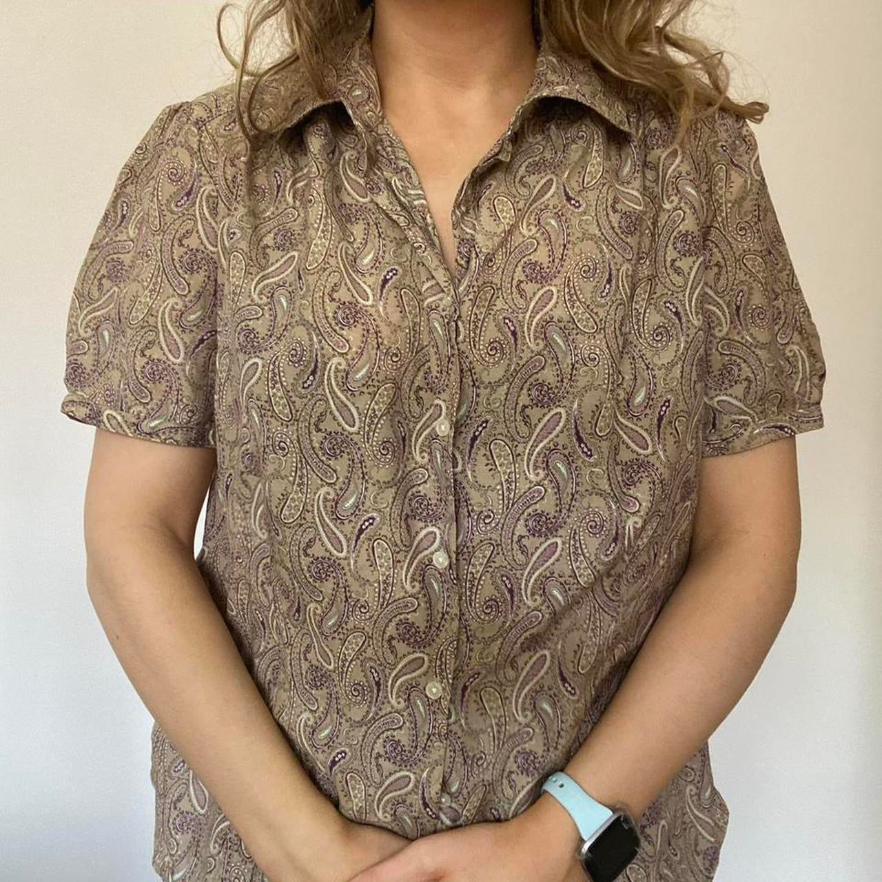 Brown paisley cotton & silk shirt L