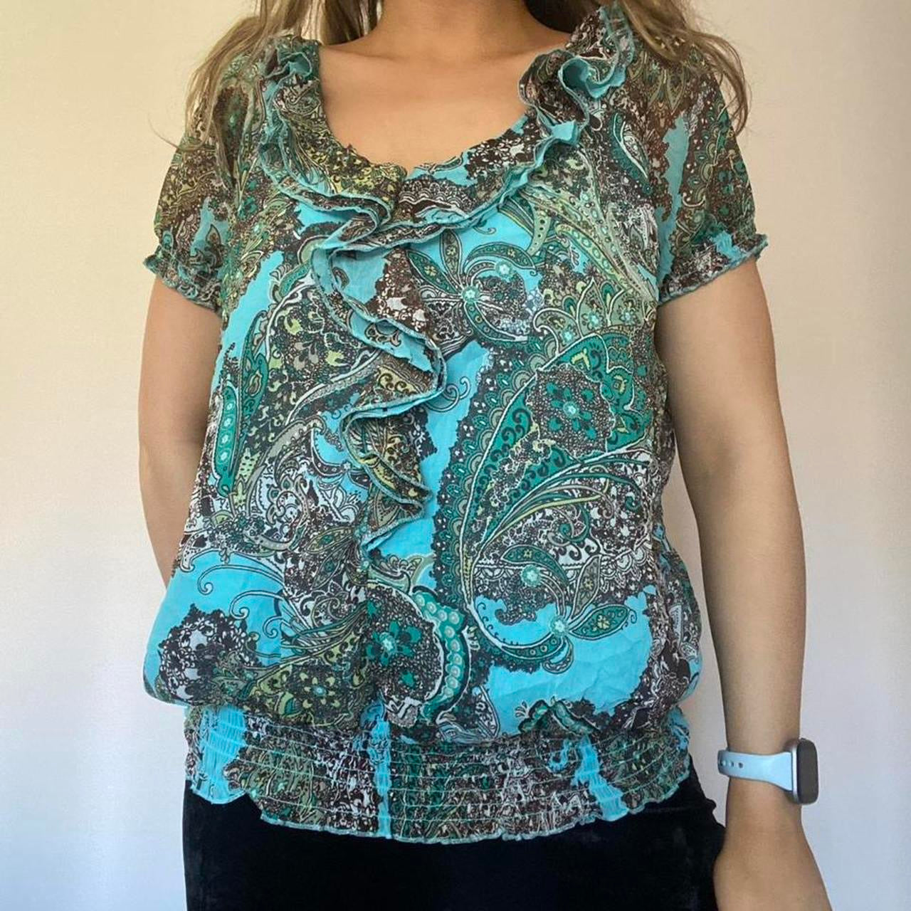 Paisley turquoise shirt L