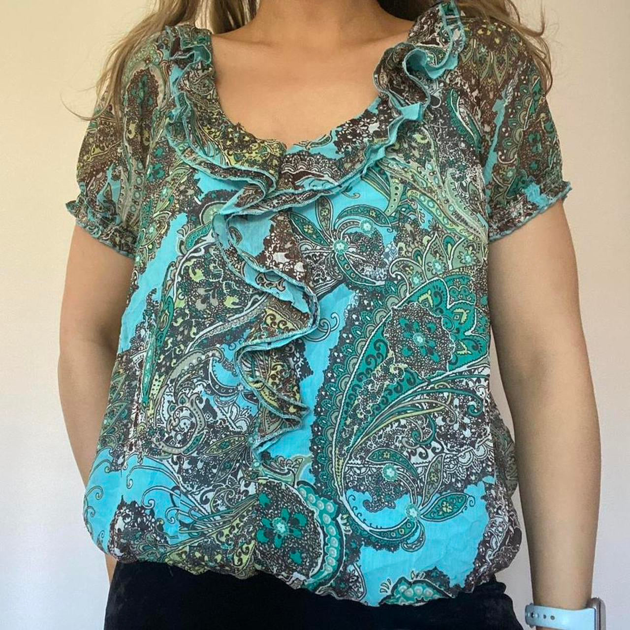 Paisley turquoise shirt L