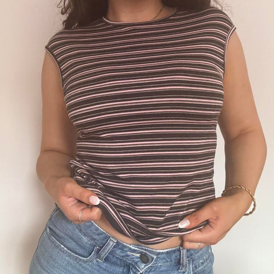 00s striped backless top M