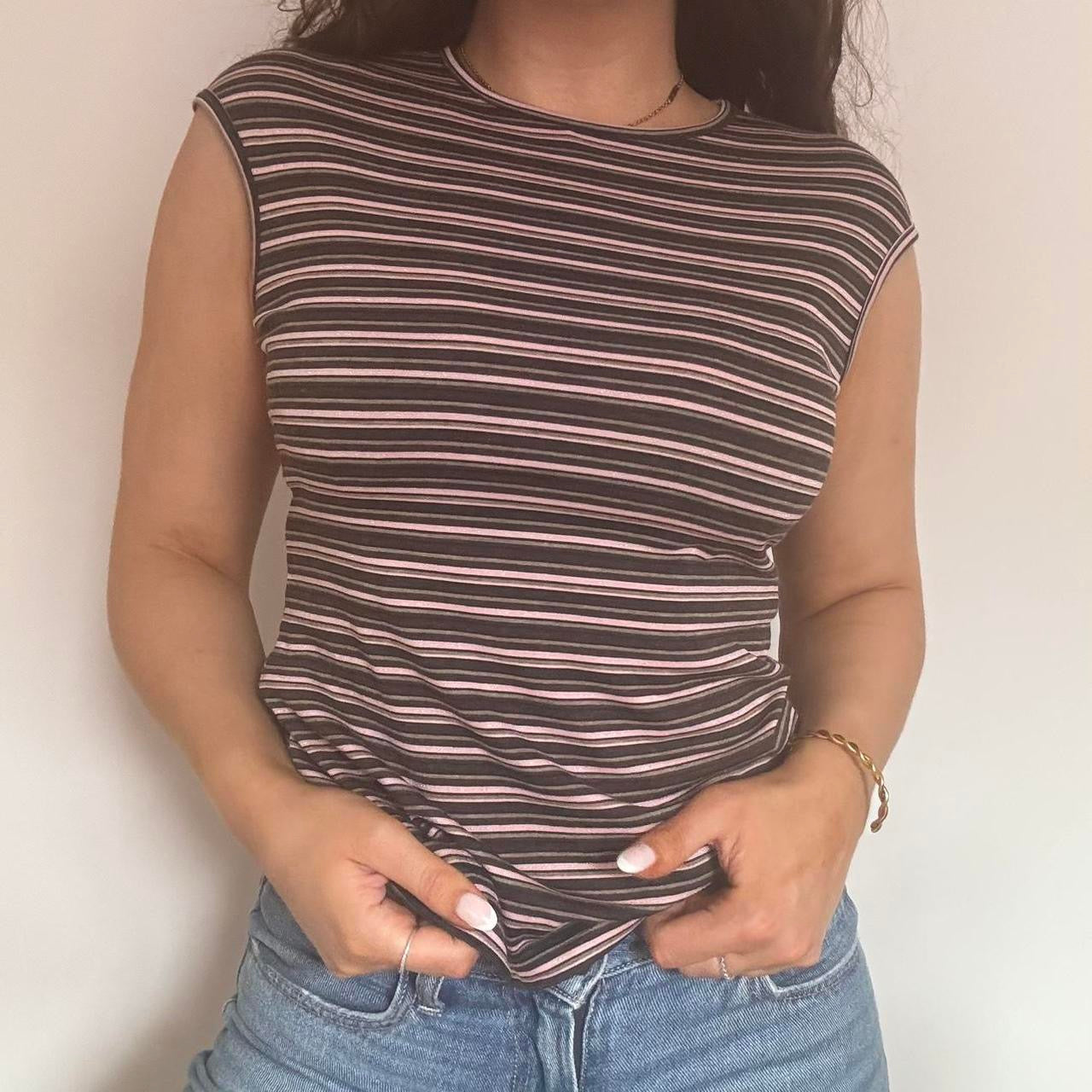 00s striped backless top M