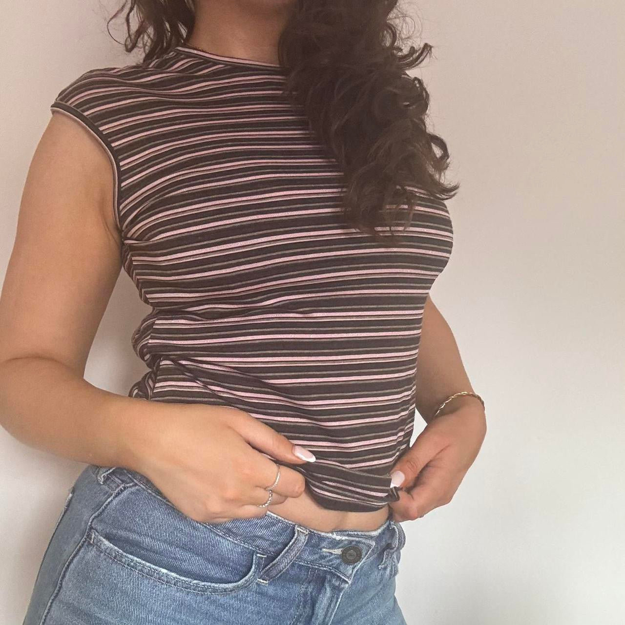 00s striped backless top M