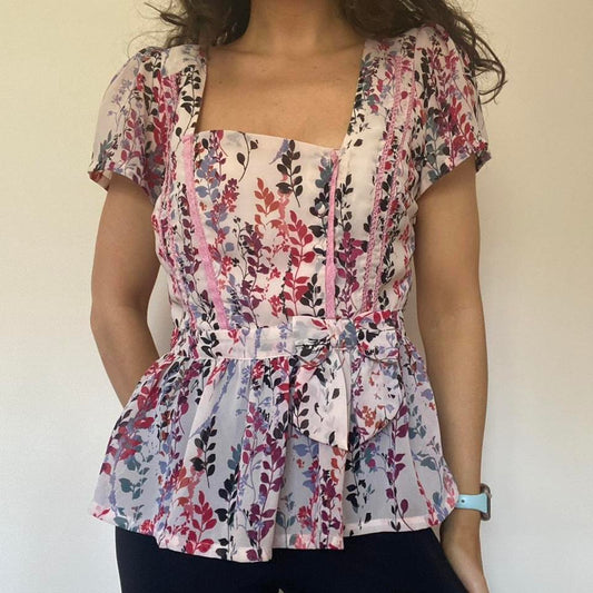 Pink floral top size 12