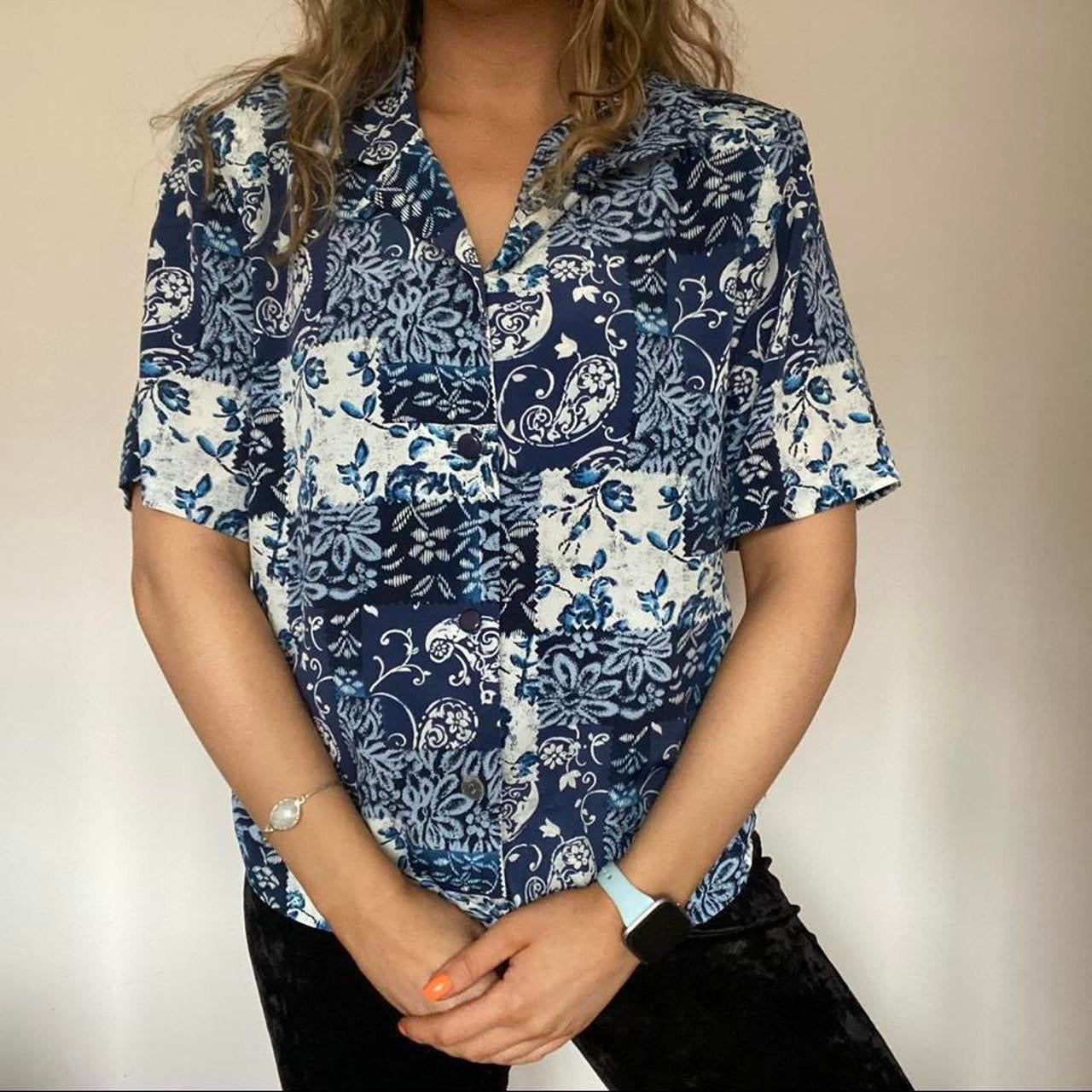 Blue patchwork shirt M