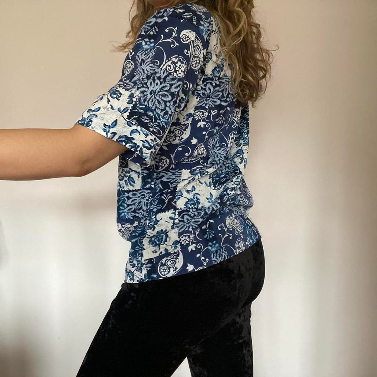 Blue patchwork shirt M