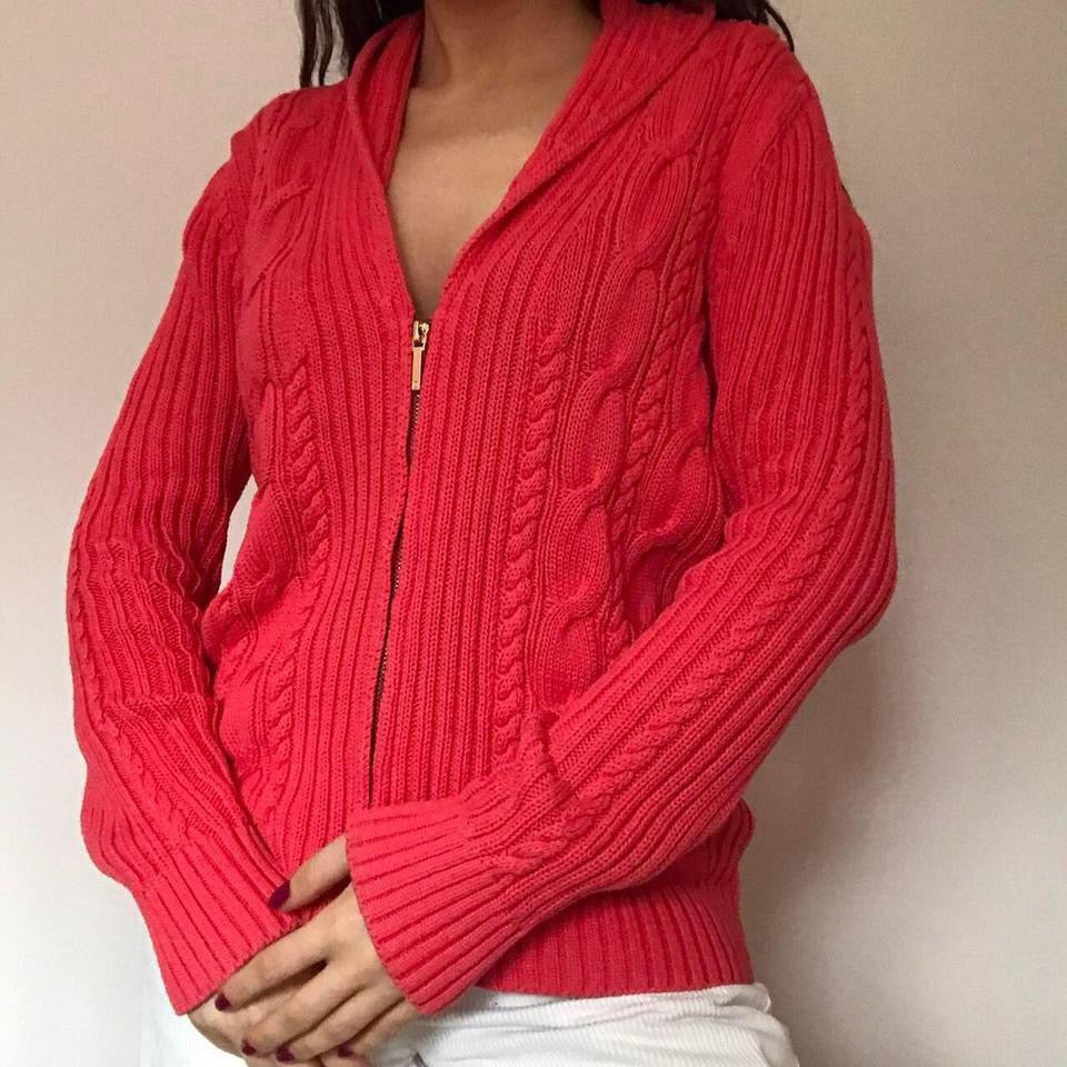 Chaps cable knit zip up jumper large