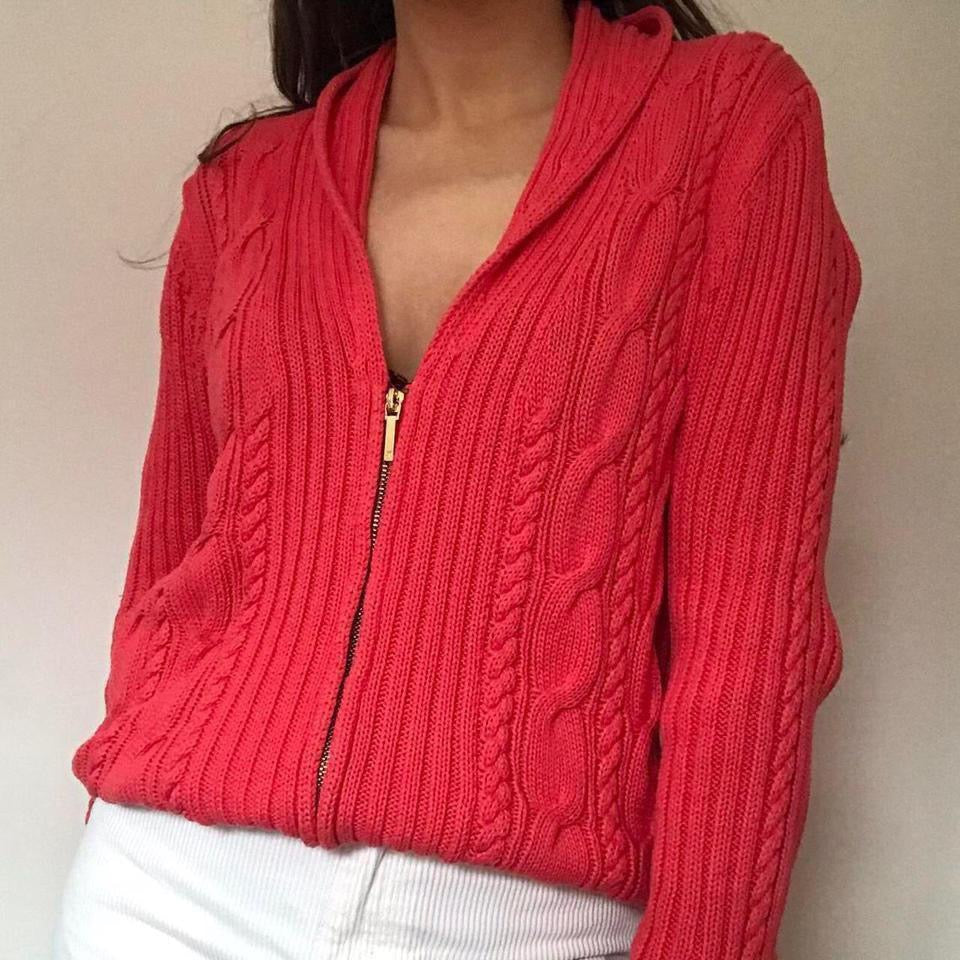 Chaps cable knit zip up jumper large