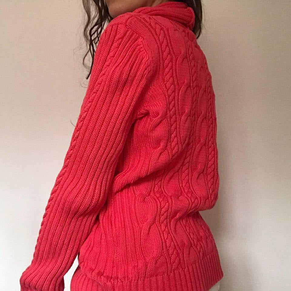 Chaps cable knit zip up jumper large
