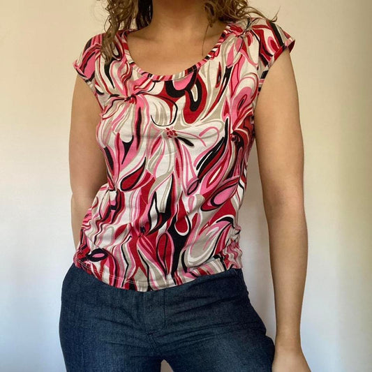 00s bright floral top S/M