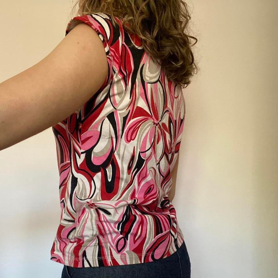 00s bright floral top S/M