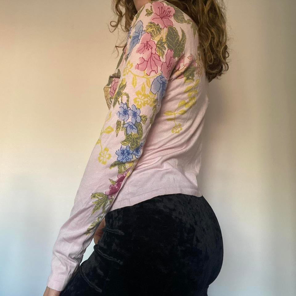 Baby pink floral silk jumper XS/S