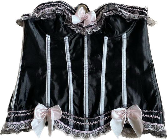 Strapless corset black and pink bow 2XL