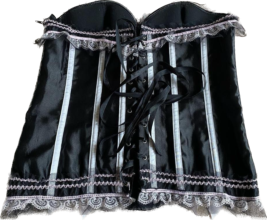 Strapless corset black and pink bow 2XL