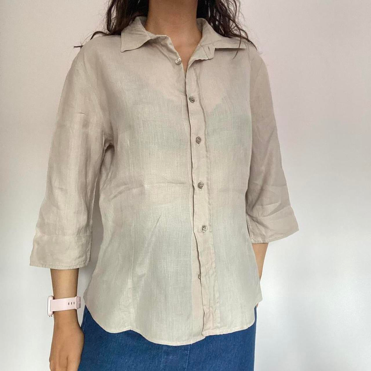 100% linen beige shirt M