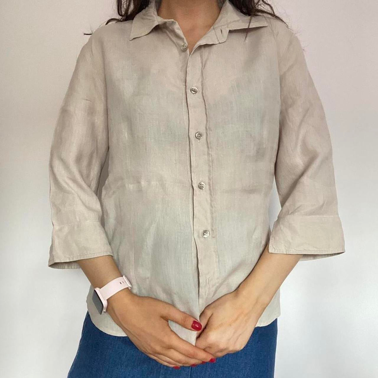 100% linen beige shirt M