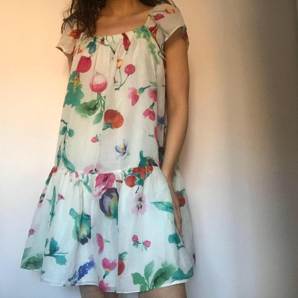 Moschino white floral silk mini dress 10