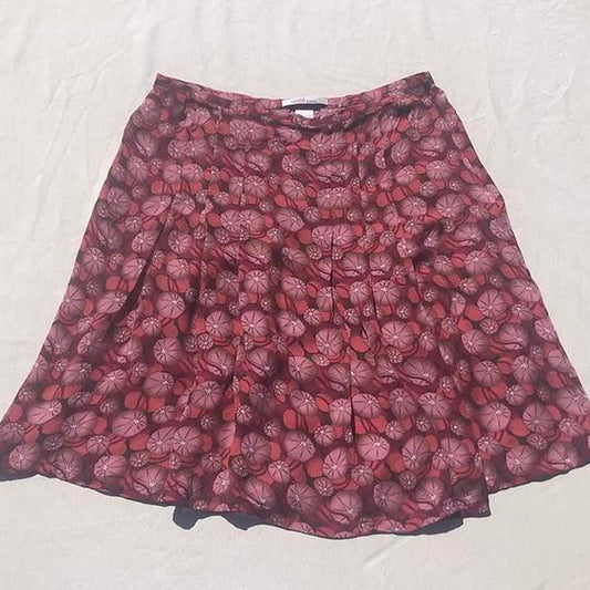 100% silk pink pleated mini skirt w34”