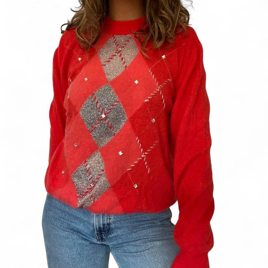 Argyle wool jumper M