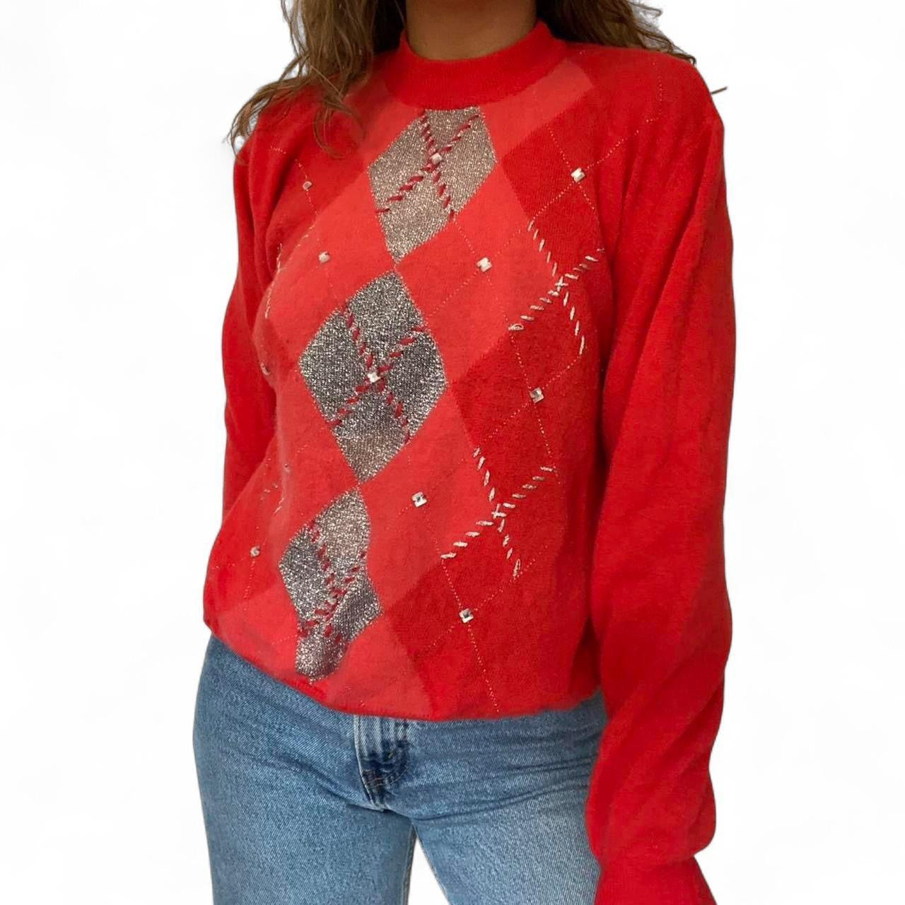 Argyle wool jumper M