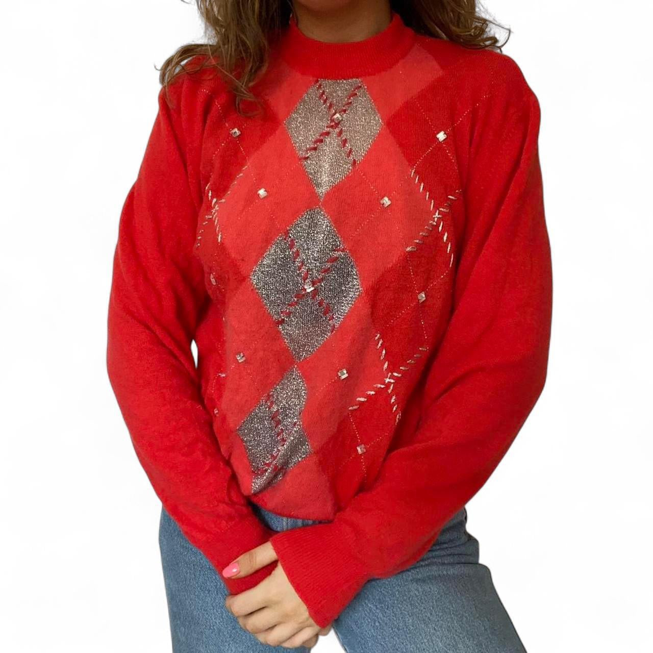 Argyle wool jumper M