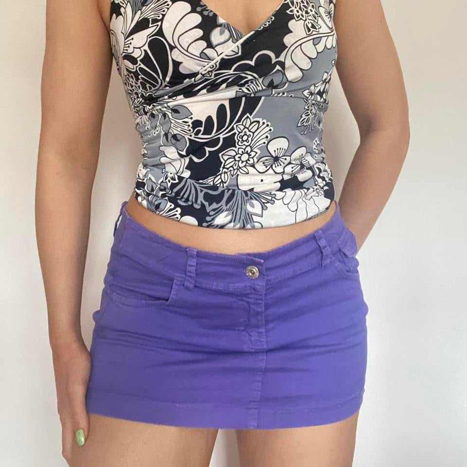 00s purple low waist micro mini skirt small