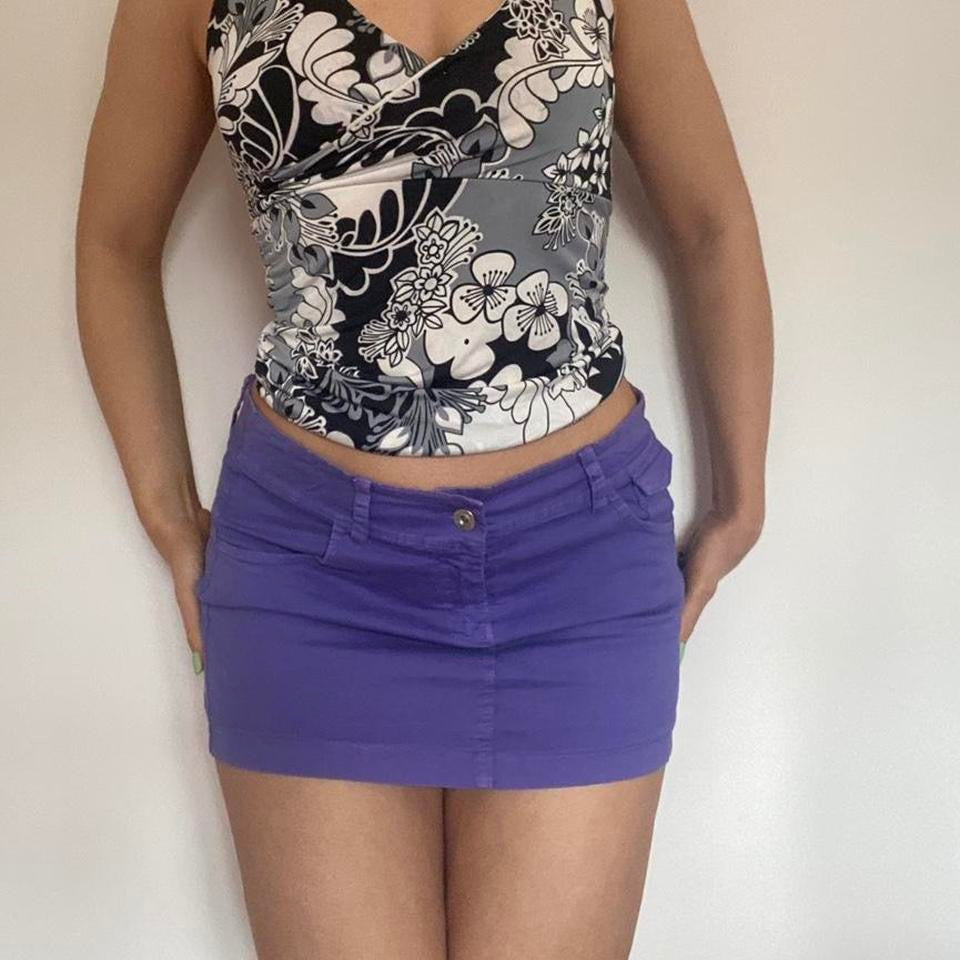 00s purple low waist micro mini skirt small