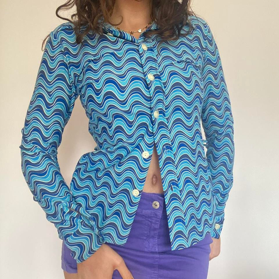 00s blue fitted shirt S/M