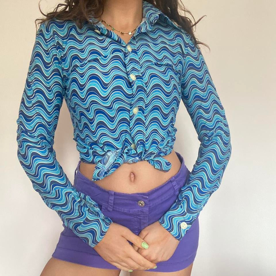 00s blue fitted shirt S/M