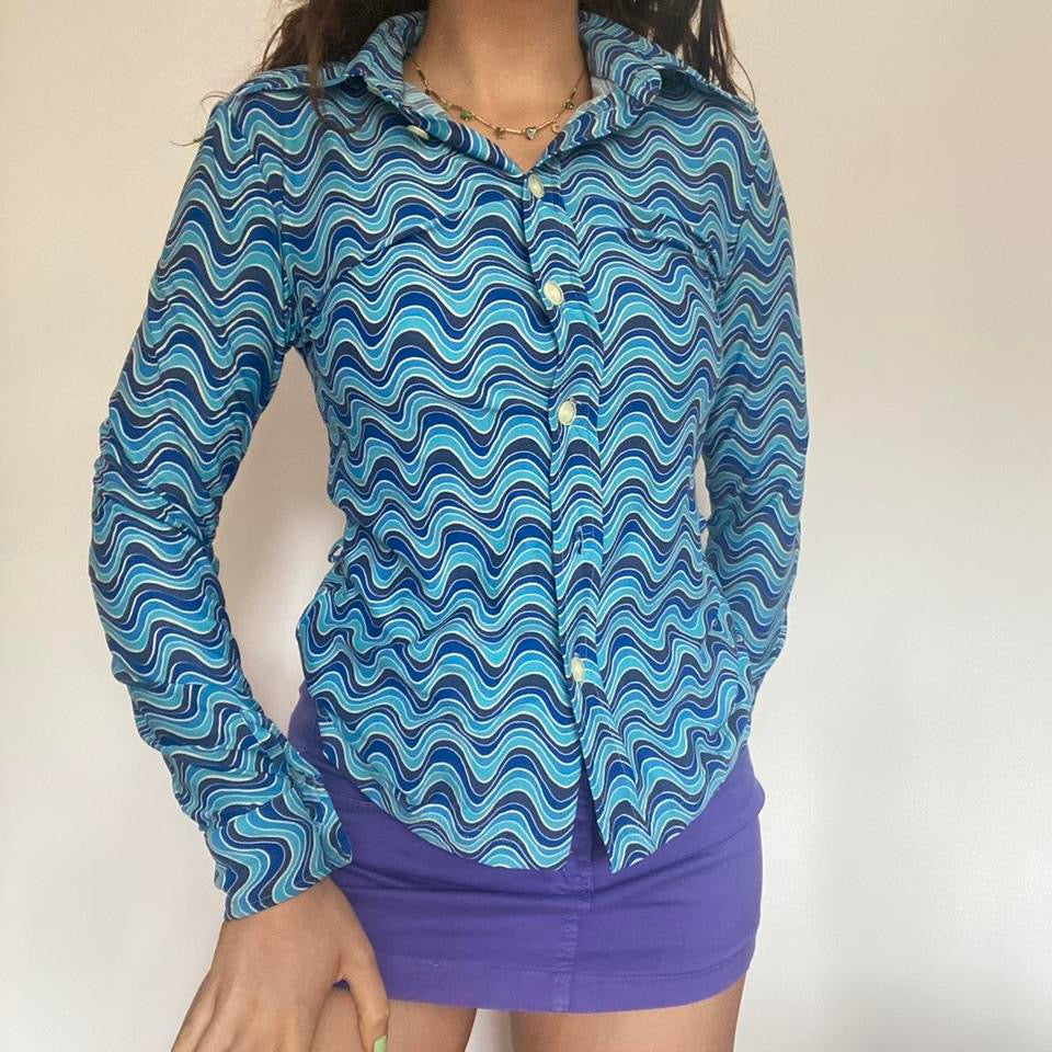 00s blue fitted shirt S/M