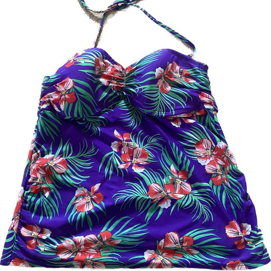 00s purple floral tankini M/L
