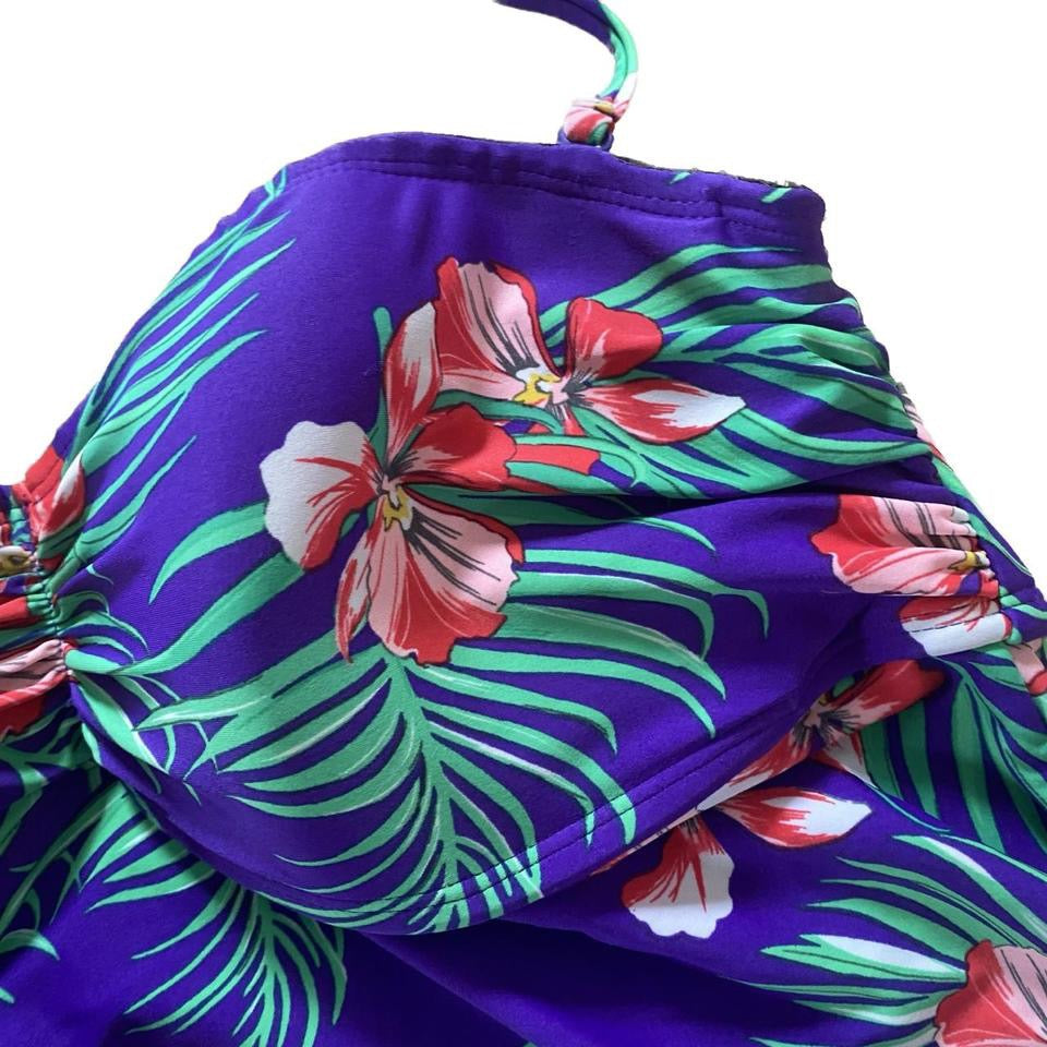 00s purple floral tankini M/L