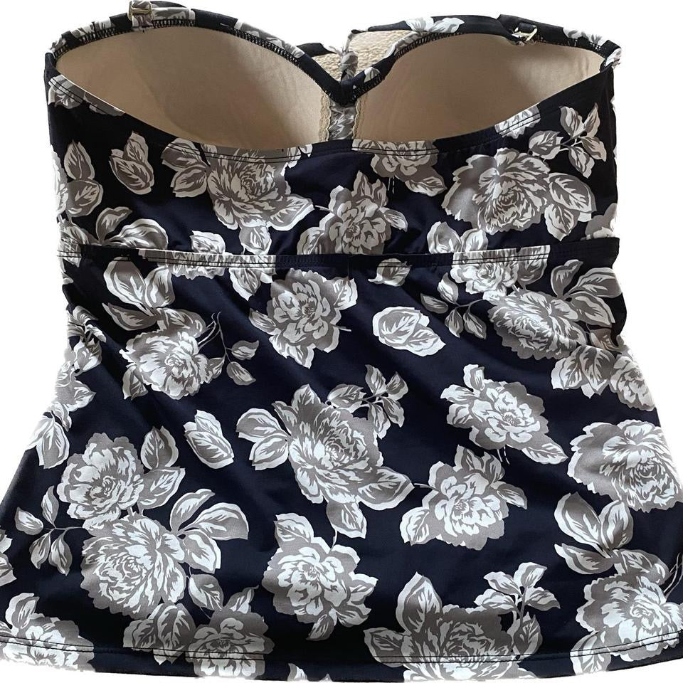 00s black floral tankini top large