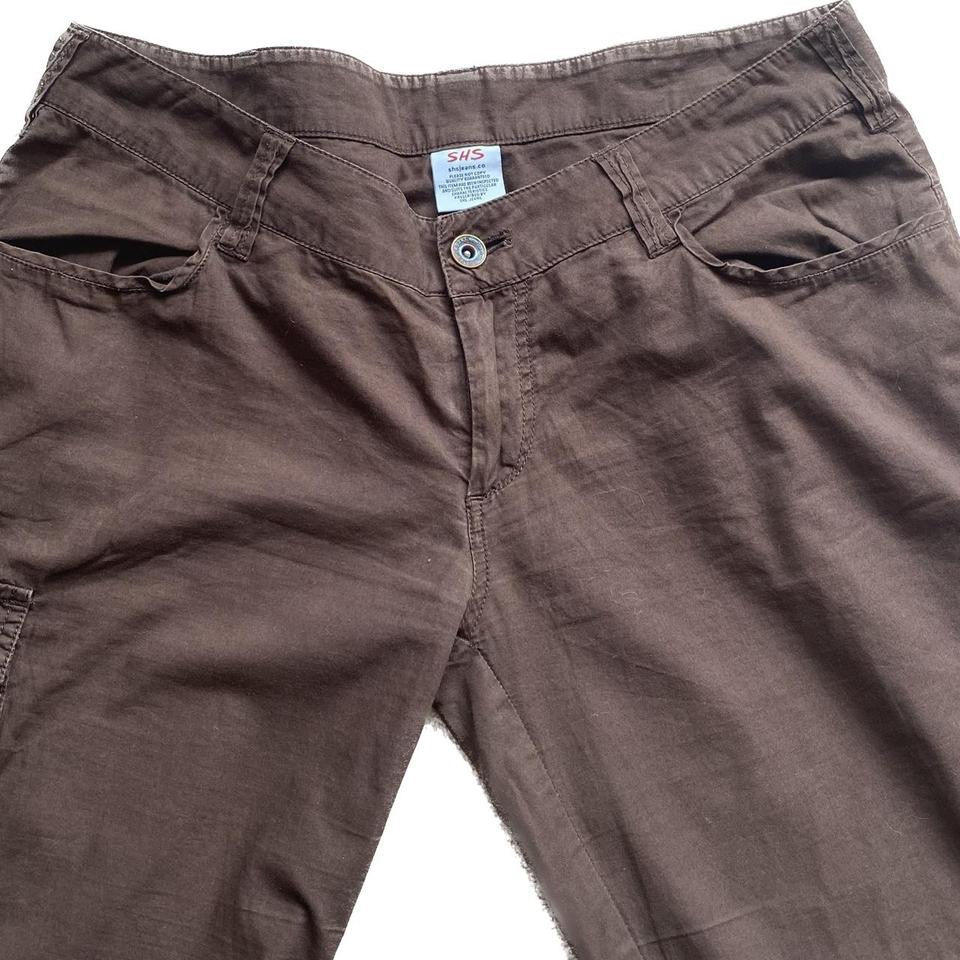 00s brown low waist cargo trousers small